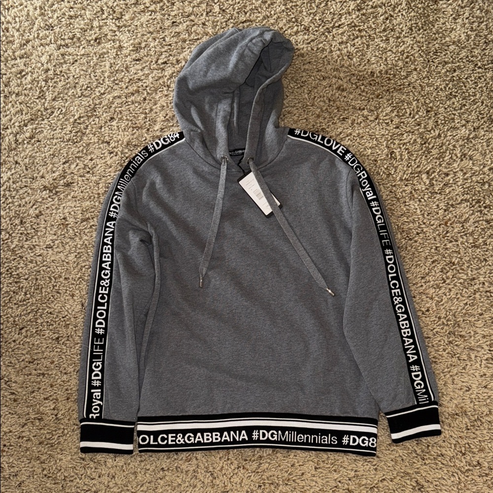 Dolce & Gabbana Charcoal Hoodie with Logo Accents